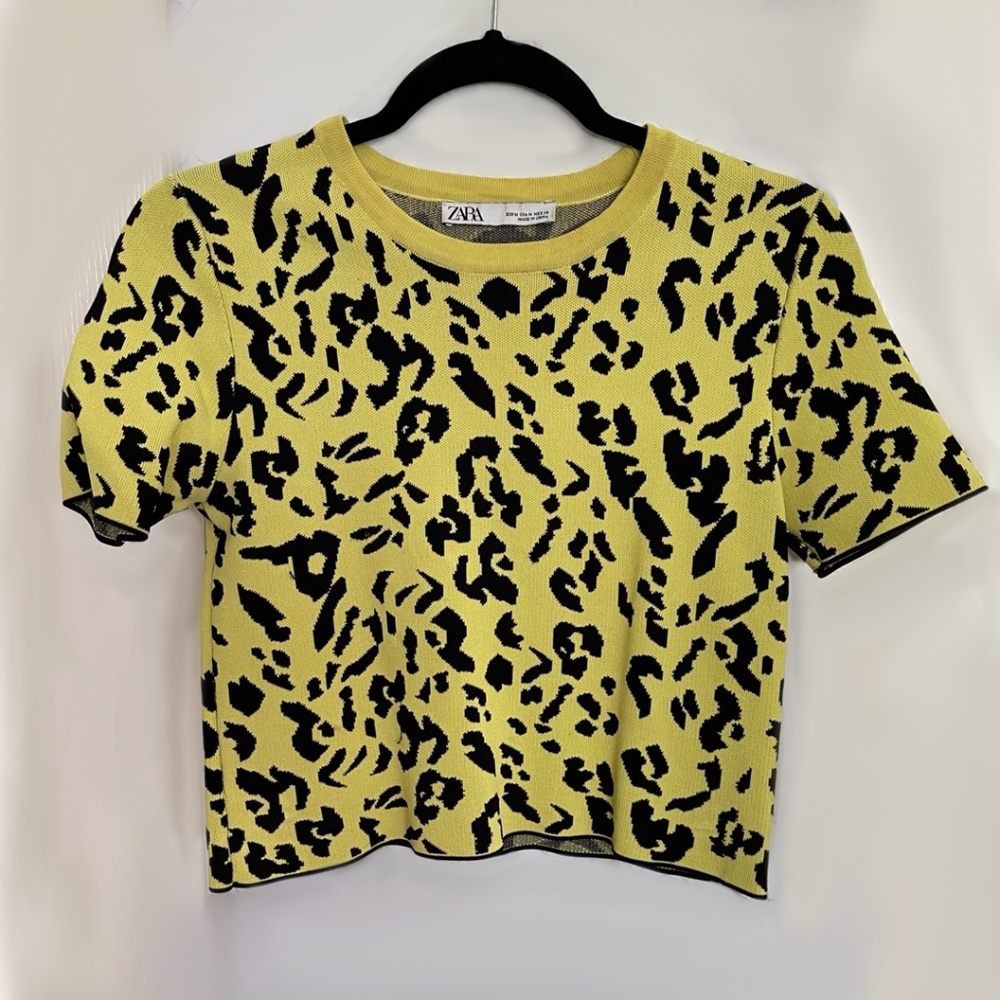 Zara Slime Yellow/Green Leopard print top - US Medium